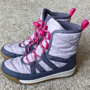 Sorel Pink and Gray Kids Snow Boots